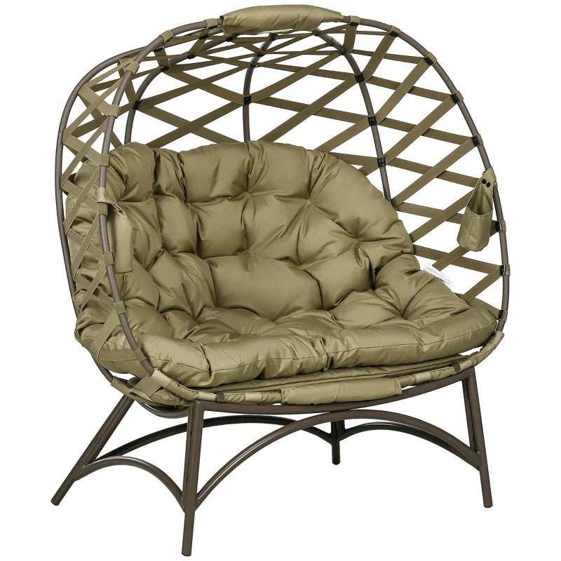 Image of a 2 Seat Egg Chair With Legs, Khaki