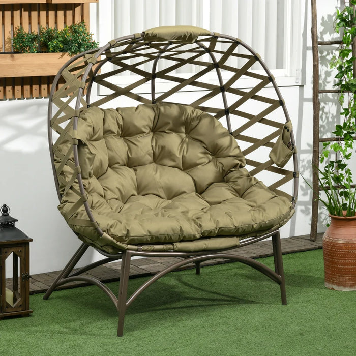 Image of a 2 Seat Egg Chair With Legs, Khaki