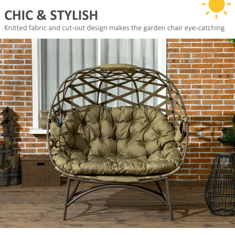 Image of a 2 Seat Egg Chair With Legs, Khaki