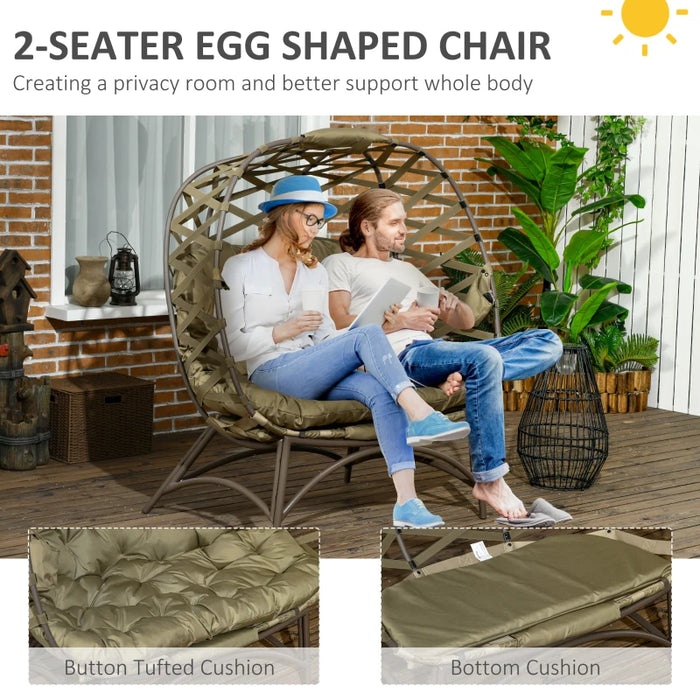 Image of a 2 Seat Egg Chair With Legs, Khaki