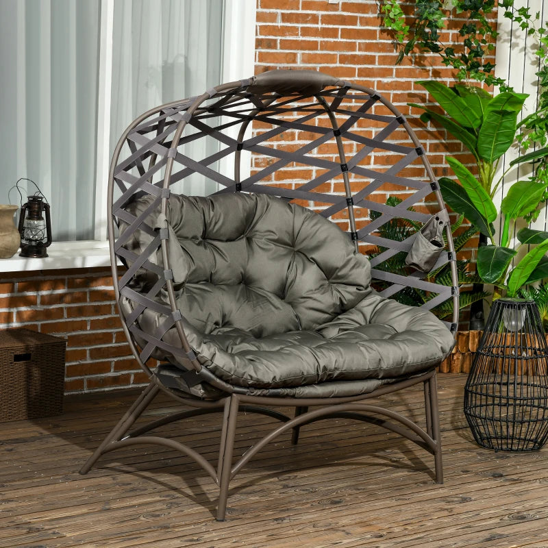 Image of a 2 Seater Egg Chair With Legs, Sand Brown