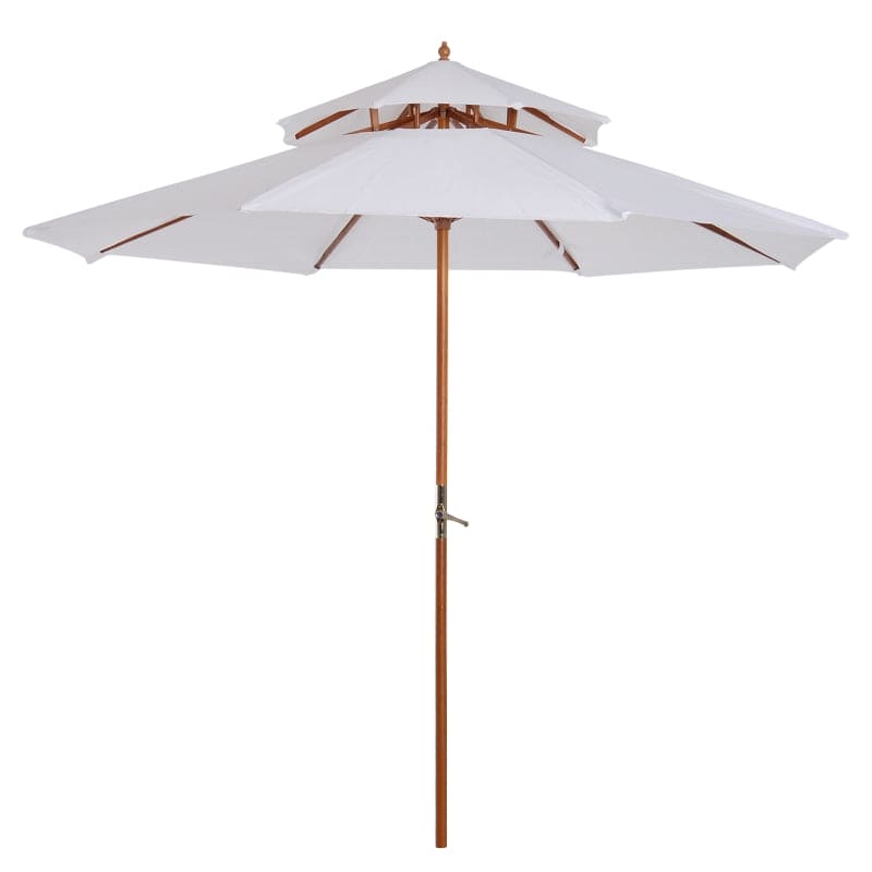 Image of a White 2  Tier Wooden Garden Parasol