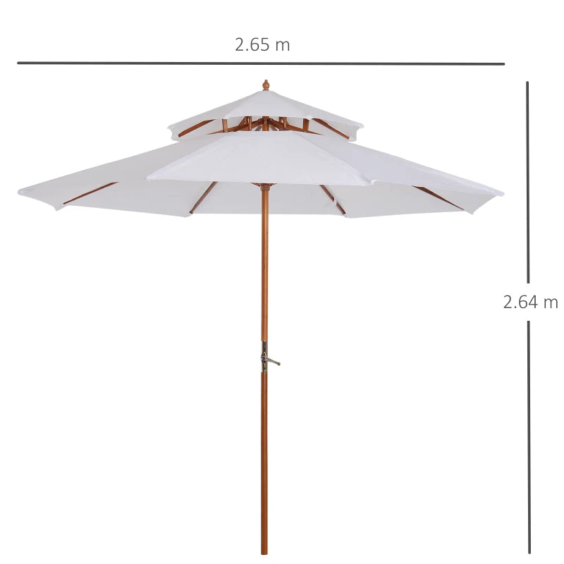 Image of a White 2  Tier Wooden Garden Parasol