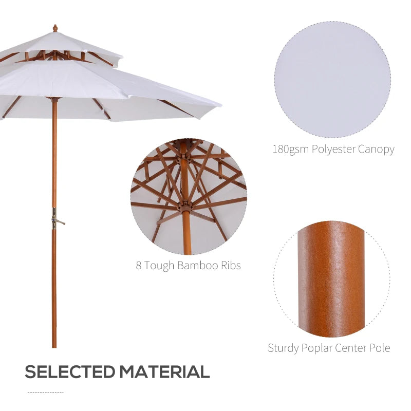 Image of a White 2  Tier Wooden Garden Parasol