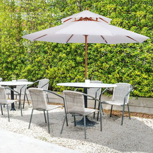 Image of a White 2  Tier Wooden Garden Parasol