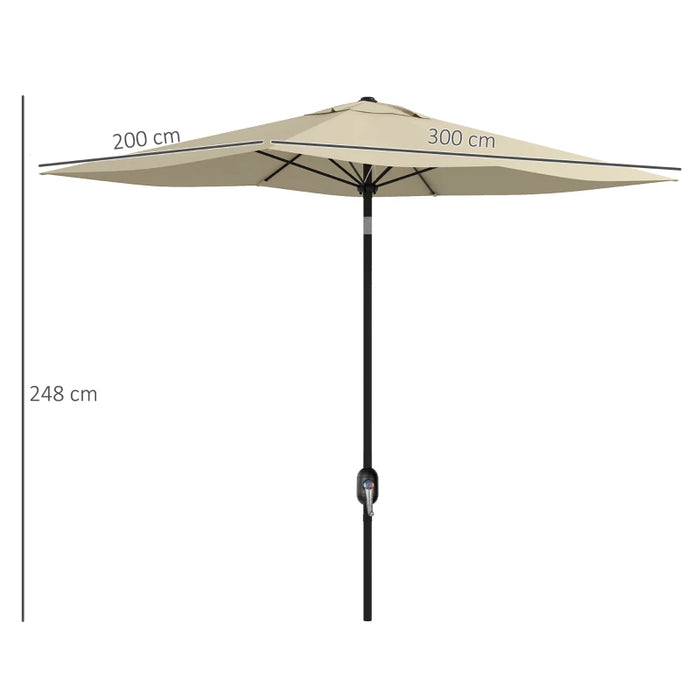 Image of a Beige 2x3m Rectangular Garden Parasol Umbrella