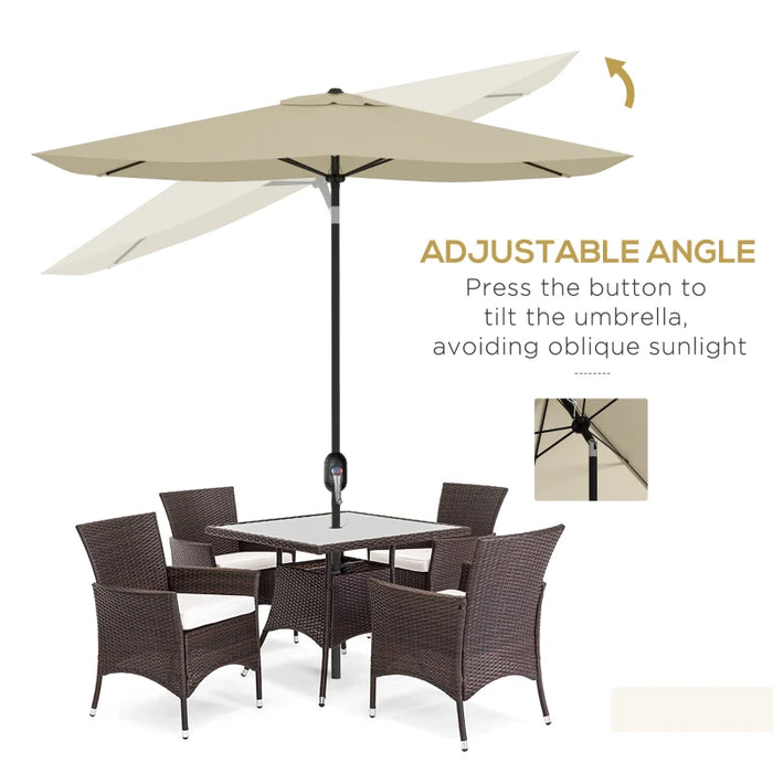 Image of a Beige 2x3m Rectangular Garden Parasol Umbrella