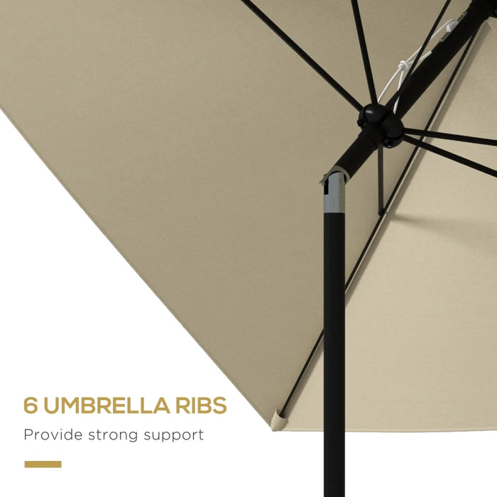 Image of a Beige 2x3m Rectangular Garden Parasol Umbrella