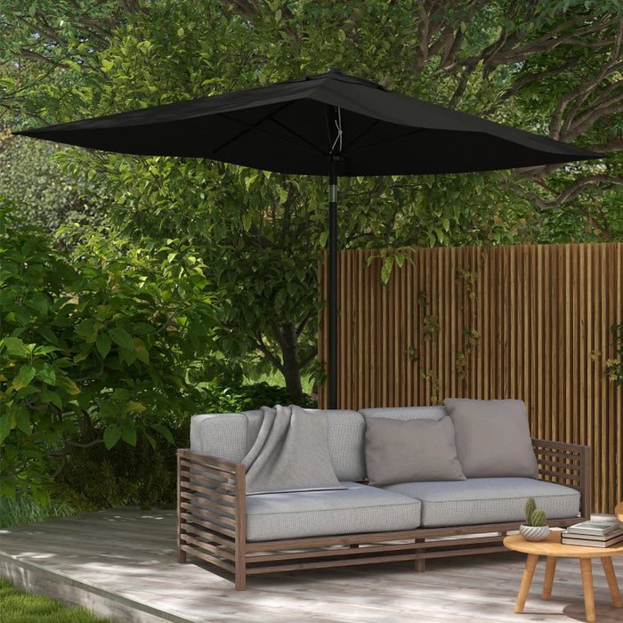 Image of a Black 2x3m Rectangular Garden Parasol Umbrella