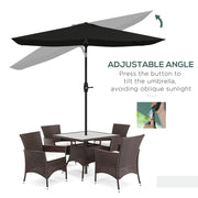 Image of a black rectangular garden patio parasol umbrella 2 x 3m