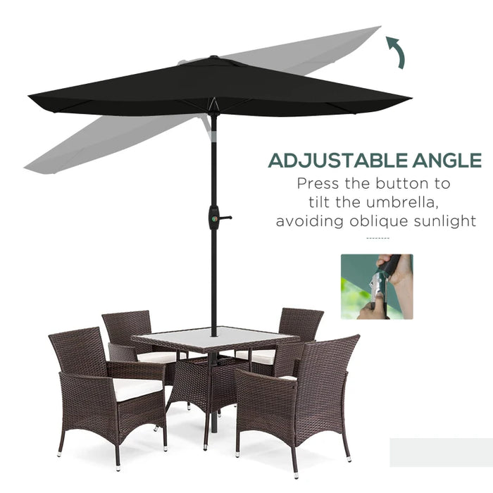 Image of a Black 2x3m Rectangular Garden Parasol Umbrella