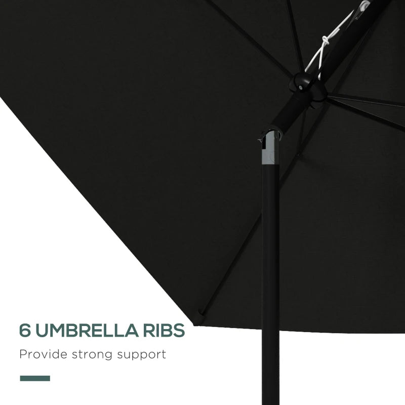 Image of a black rectangular garden patio parasol umbrella 2 x 3m