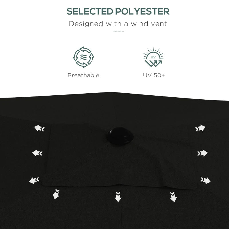 Image of a black rectangular garden patio parasol umbrella 2 x 3m