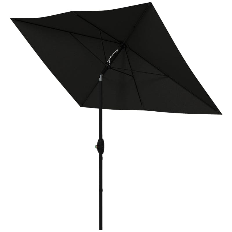 Image of a black rectangular garden patio parasol umbrella 2 x 3m