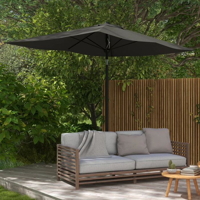 Image of a Dark Grey 2x3m Rectangular Garden Parasol Umbrella