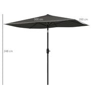 Image of a Dark Grey 2x3m Rectangular Garden Parasol Umbrella