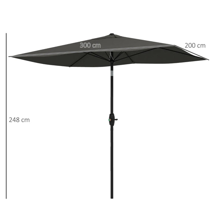 Image of a Dark Grey 2x3m Rectangular Garden Parasol Umbrella