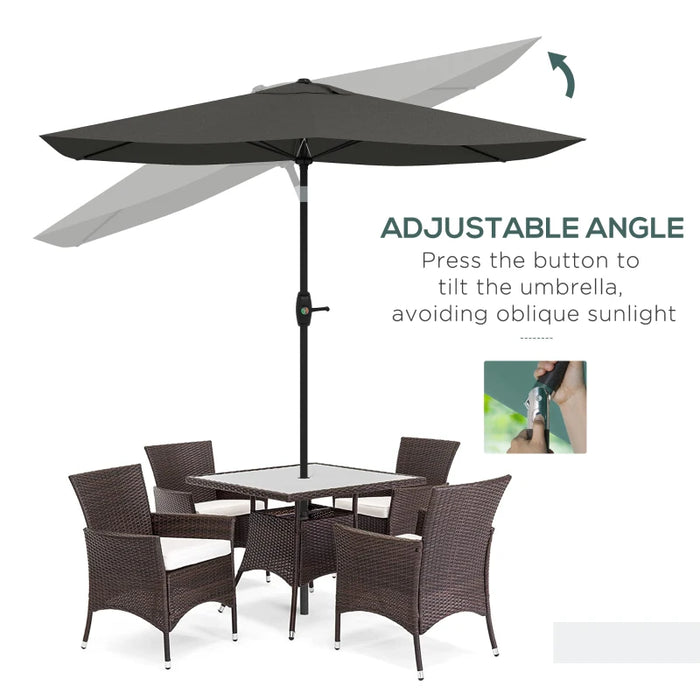 Image of a Dark Grey 2x3m Rectangular Garden Parasol Umbrella