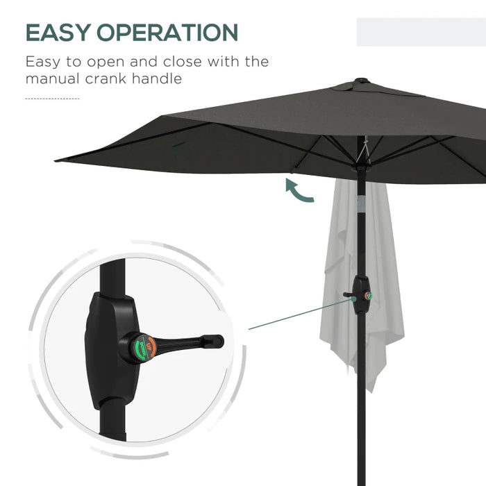 Image of a Dark Grey 2x3m Rectangular Garden Parasol Umbrella