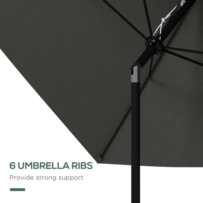 Image of a Dark Grey 2x3m Rectangular Garden Parasol Umbrella