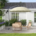 Image of a Shanghai cantilever garden parasol with a beige canopy and a cross base