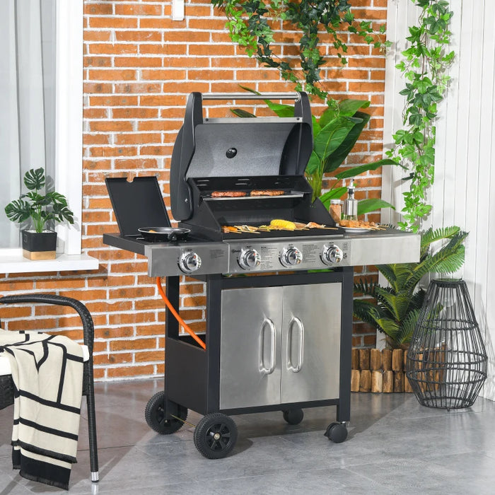 Image of a 3 Burner Gas Barbecue Grill With Side Burner