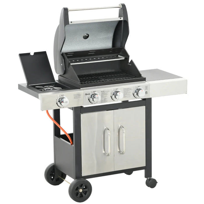 Image of a 3 Burner Gas Barbecue Grill With Side Burner