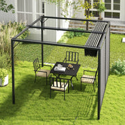Image of a 3x2.8m Garden Pergola With Retractable Fabric Roof, Grey