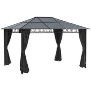 Image of an Outsunny 3x4m Polycarbonate Hardtop Gazebo With Curtains, Grey