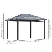 Image of an Outsunny 3x4m Polycarbonate Hardtop Gazebo With Curtains, Grey