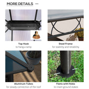Image of an Outsunny 3x4m Polycarbonate Hardtop Gazebo With Curtains, Grey