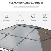 Image of an Outsunny 3x4m Polycarbonate Hardtop Gazebo With Curtains, Grey