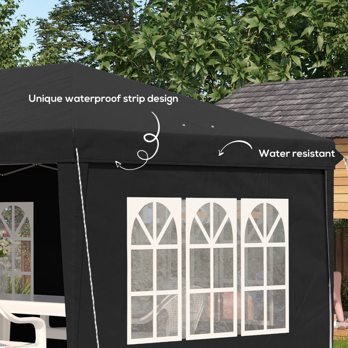 Image of an Outsunny 3 x 6 Pop Up Gazebo With Sides, Black