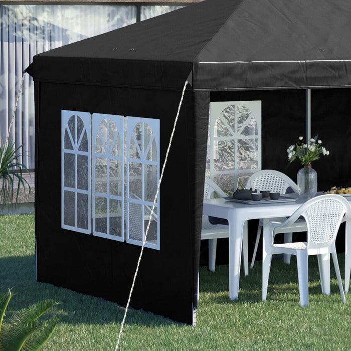 Image of an Outsunny 3 x 6 Pop Up Gazebo With Sides, Black