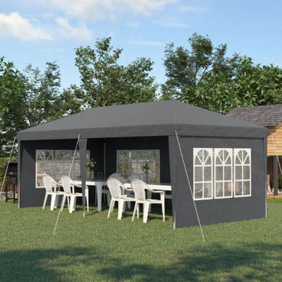 Image of an Outsunny 6x3m Pop Up Garden Tent With Sides, Grey
