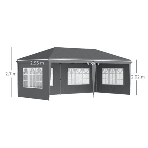 Image of an Outsunny 6x3m Pop Up Garden Tent With Sides, Grey