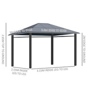 An image of an Outsunny 3.6 x 3m Gazebo With Plastic Roof and Side Curtains, Grey