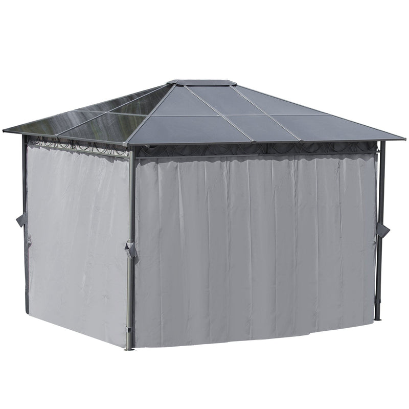 An image of an Outsunny 3.6 x 3m Gazebo With Plastic Roof and Side Curtains, Grey
