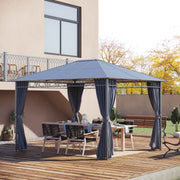 An image of an Outsunny 3.6 x 3m Gazebo With Plastic Roof and Side Curtains, Grey