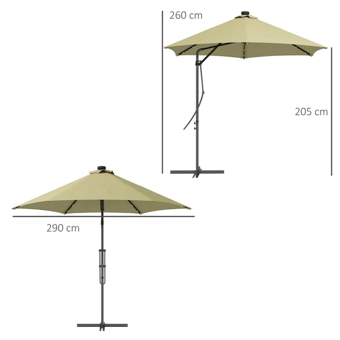 Image of a Beige Banana Parasol With Lights