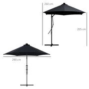Image of a Black Banana Parasol With Lights