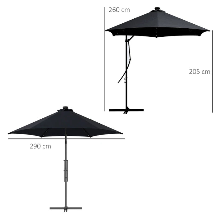 Image of a Black Banana Parasol With Lights