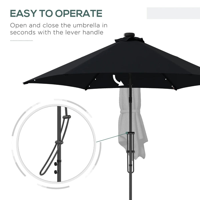 Image of a Black Banana Parasol With Lights