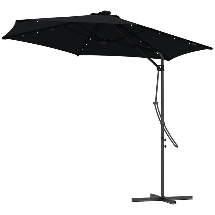 Image of a Black Banana Parasol With Lights