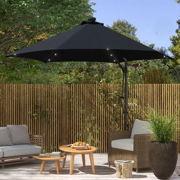 Image of a Black Banana Parasol With Lights