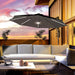 Image of a dark grey banana parasol with solar powered LED lights