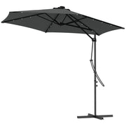 Image of a grey banana parasol with led lights