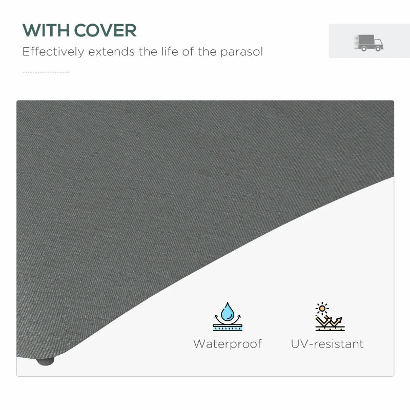 Image of a grey banana parasol with led lights