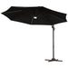 Image of a dark grey banana parasol with solar powered LED lights