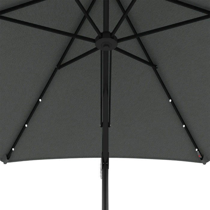 Image of a grey banana parasol with led lights